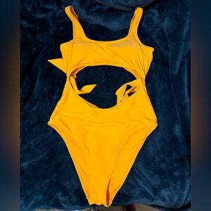Vibrant orange  Cutout Swimsuit